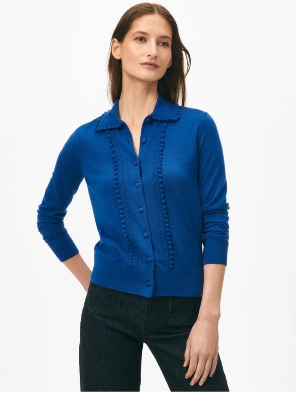 NWT Women's Brooks Brothers Merino Wool Point Collar Cardigan. Size XS
